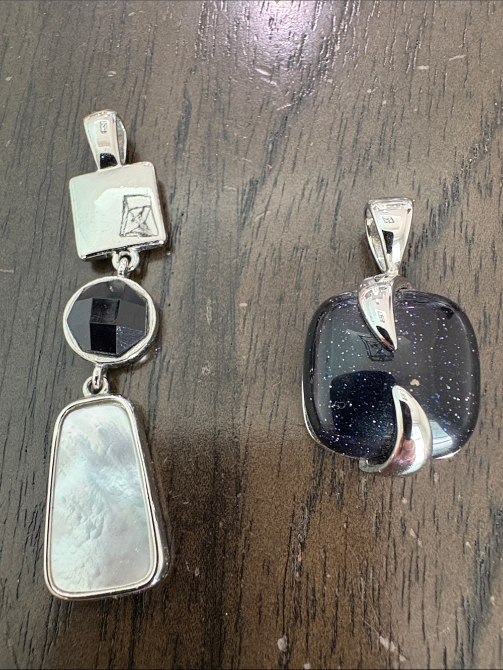 Lia Sophia Black Sparkle Glass & Mother-of-Pearl Double Drop Pendant